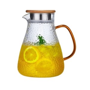 JARRA DE VIDRO COM TAMPA DE BAMBU 1800ML