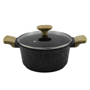 CAÇAROLA DE ALUMINIO 24CM CERAMICO COM TAMPA DE VIDRO