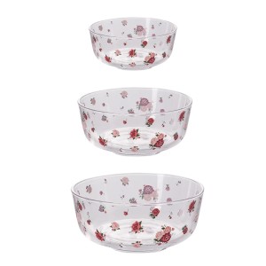 JOGO DE TIGELA DE VIDRO FLORES 3PCS