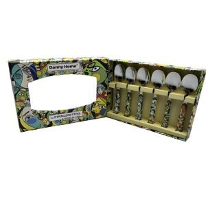 JOGO DE COLHER SOBREMESA DE INOX CABO CERAMICO 6PCS