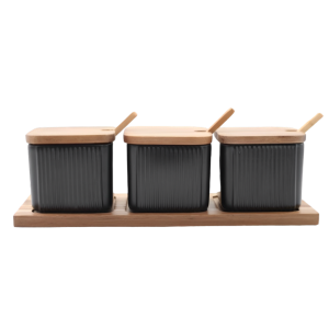 JOGO DE SALEIRO DE BAMBU 3PCS