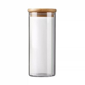 POTE DE VIDRO COM TAMPA DE BAMBU 900ML