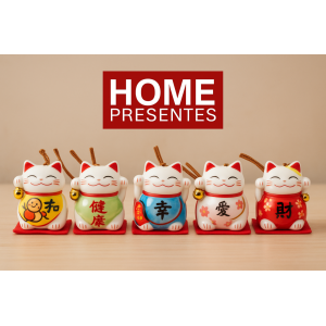 GATO DA SORTE MANEKI NEKO DE PORCELANA