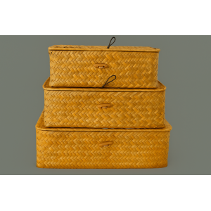 CAIXA DE PALHA TRANÇADO 3PCS 23-26-29CM