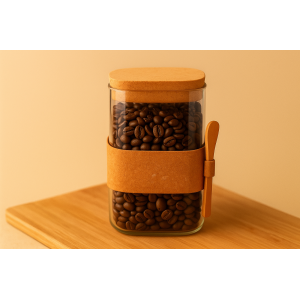 POTE DE VIDRO COM TAMPA DE MADEIRA 1200ML 10X15CM