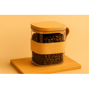 POTE DE VIDRO COM TAMPA DE MADEIRA 950ML 10X12CMv