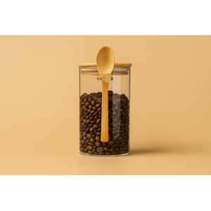 POTE DE VIDRO COM COLHER DE BAMBU 450ML