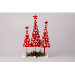 TRIO DE ARVORE DE NATAL DE METAL 32X30X8CM