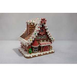 ENFEITE NATALINO CASA DE BISCOITO COM LED 24CM