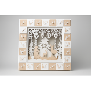 CALENDARIO ADVENTO NATAL DE MADEIRA COM LED 35CM