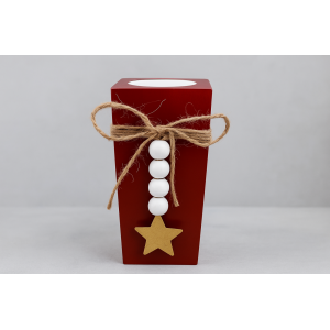 CASTIÇAL NATALINO DE MADEIRA 18CM