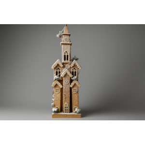 IGREJA DE MADEIRA COM LED 95CM