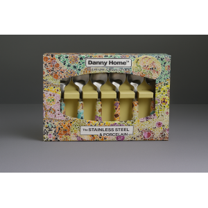 JOGO DE COLHER DE INOX 6PCS CABO CERAMICO