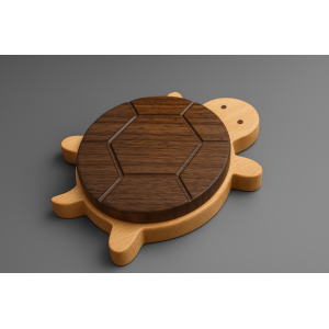 DESCANSO DE COPO DE MADEIRA TARTARUGA 13CM