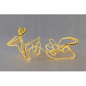 RENA NATALINA COM TRENO DE LED NEON QUENTE 9M