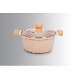 CAÇAROLA DE ALUMINIO 20CM CERAMICO COM TAMPA DE VIDRO