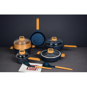 JOGO DE PANELA DE ALUMÍNIO GRANITO 13PCS