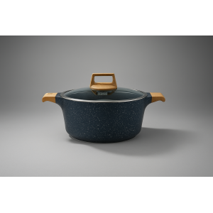 CAÇAROLA DE ALUMINIO 24CM CERAMICO COM TAMPA DE VIDRO