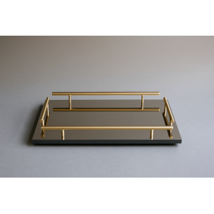 BANDEJA DE VIDRO E COBRE 50X33X6CM