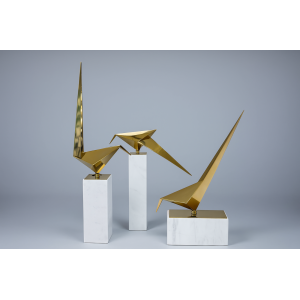 ORIGAMI DE COBRE E MARMORE 36CM