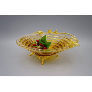 FRUTEIRA DE COBRE E VIDRO AMBAR 40CM