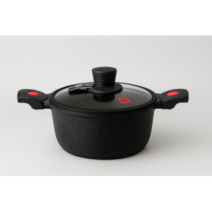 CAÇAROLA DE ALUMINIO 24CM CERAMICO COM TAMPA DE SILICONE