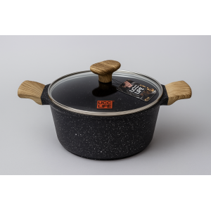 CAÇAROLA DE ALUMINIO 28CM CERAMICO COM TAMPA DE VIDRO