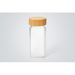 MINI POTE DE VIDRO TAMPA DE BAMBU