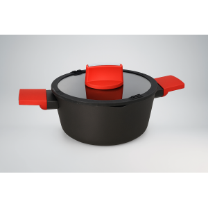 CAÇAROLA DE ALUMÍNIO FUNDIDO COM TAMPA GRANITO 20CM