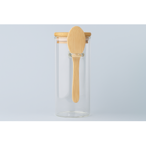 POTE DE VIDRO COM COLHER DE BAMBU 450ML
