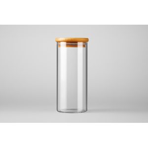 POTE DE VIDRO COM TAMPA DE BAMBU 900ML