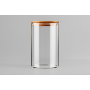 POTE DE VIDRO COM TAMPA DE BAMBU 1000ML
