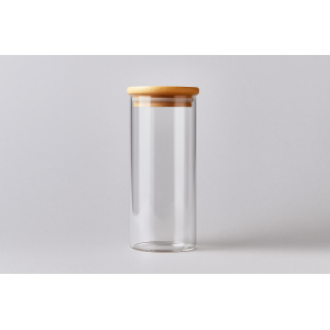 POTE DE VIDRO COM TAMPA DE BAMBU 1400ML