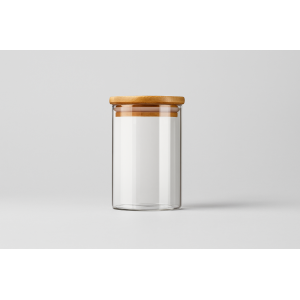 POTE DE VIDRO COM TAMPA DE BAMBU 250ML