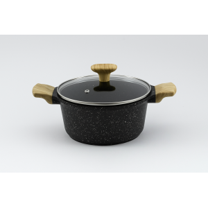 CAÇAROLA DE ALUMINIO 24CM CERAMICO COM TAMPA DE VIDRO