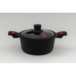 CAÇAROLA DE ALUMINIO 28CM CERAMICO COM TAMPA DE SILICONE