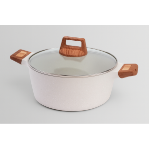 CAÇAROLA DE ALUMINIO COM TAMPA DE VIDRO 28CM