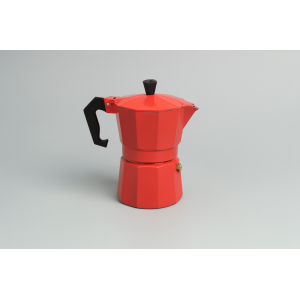 CAFETEIRA ITALIANA ALUMÍNIO 3 XÍCARAS VERMELHA