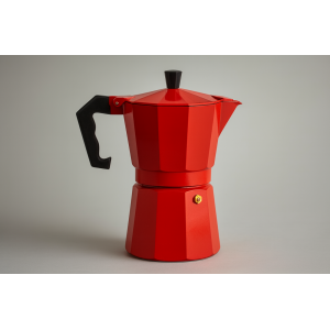CAFETEIRA ITALIANA ALUMÍNIO 6 XÍCARAS VERMELHA