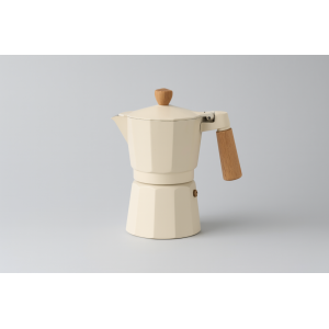 CAFETEIRA ITALIANA DE ALUMINIO 3 XICARAS BEGE