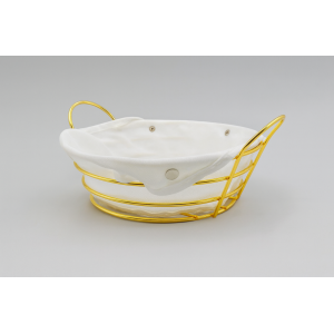 CESTO PARA PÃES ARAMADO DE INOX DOURADO