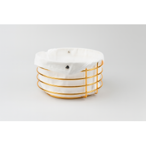 CESTO PARA PÃES ARAMADO DE INOX DOURADO