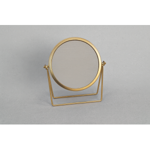   ESPELHO DE MESA DE METAL DOURADO 19XX21CM