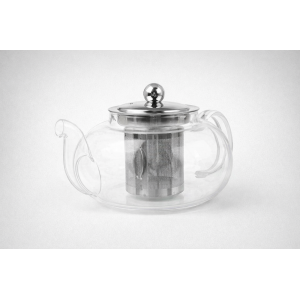 CHALEIRA DE VIDRO COM INFUSOR DE INOX 1000ML