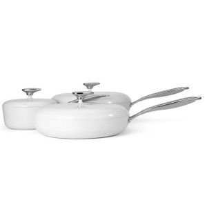 JOGO DE PANELAS DE ALUMINIO CERAMICO 6PCS BRANCO