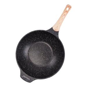 WOK DE ALUMÍNIO COM TAMPA DE VIDRO GRANITO 32CM