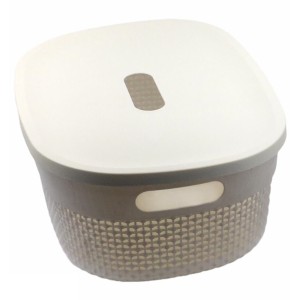 CESTO DE PLÁSTICO COM TAMPA 38X28X15