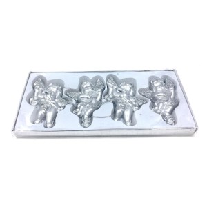 ENFEITE DE NATAL ANJO PRATA 4 PEÇAS