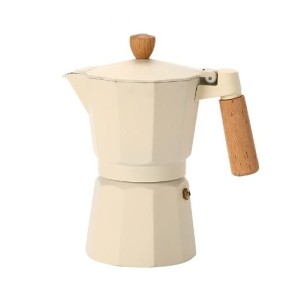 CAFETEIRA ITALIANA DE ALUMINIO 6 XICARAS BEGE