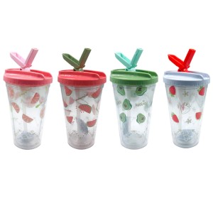 COPO DE PLASTICO COM CANUDO 450ML